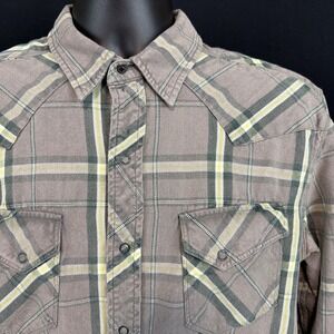 Feather Urban Outfitters Plaid Flannel Size L Pearl Snaps. Exclusive To UO Rare